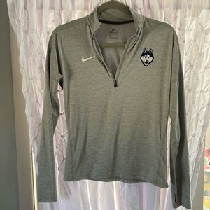Nike Dri fit UCONN Husky 3/4 zip lightweight thumb holes pullover